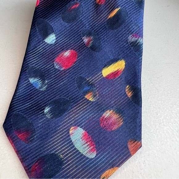 Prochownick Navy Blue Classic Men's Neck Tie Multicolored Oval Accents Classic - Picture 11 of 11